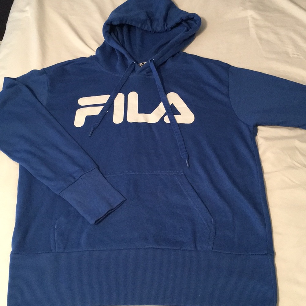 FILA sweatshirt- blue long sleeve with hood.
